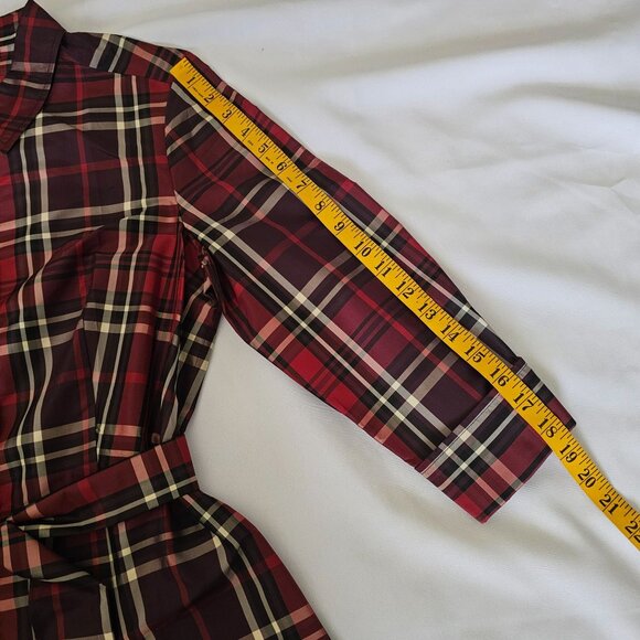 Talbots Red Plaid Long Sleeve Button Front Collared Shirt Dress Size 10 - Picture 13 of 14